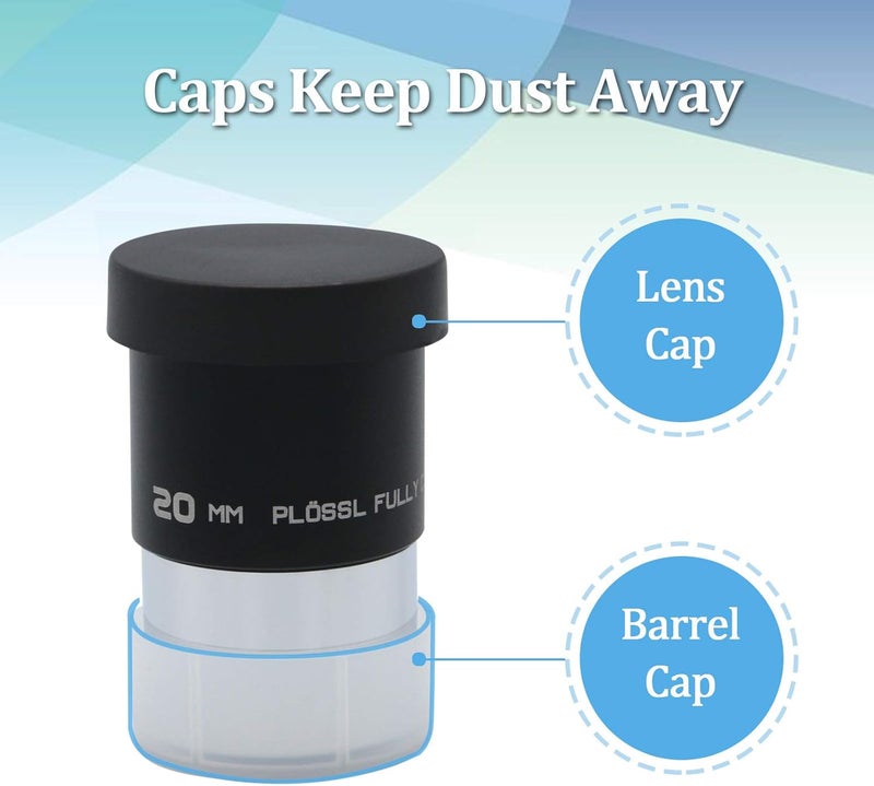 WEOOEN 1.25inch Plossl Telescope Eyepiece 20mm, Fully Coated Optical Telescope Lens, Durable Metal Construction, Threaded for Standard 1.25 inch Astronomy Filters - Image 5